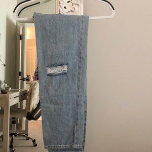 pac sun lightwashed ripped straight legged jeans